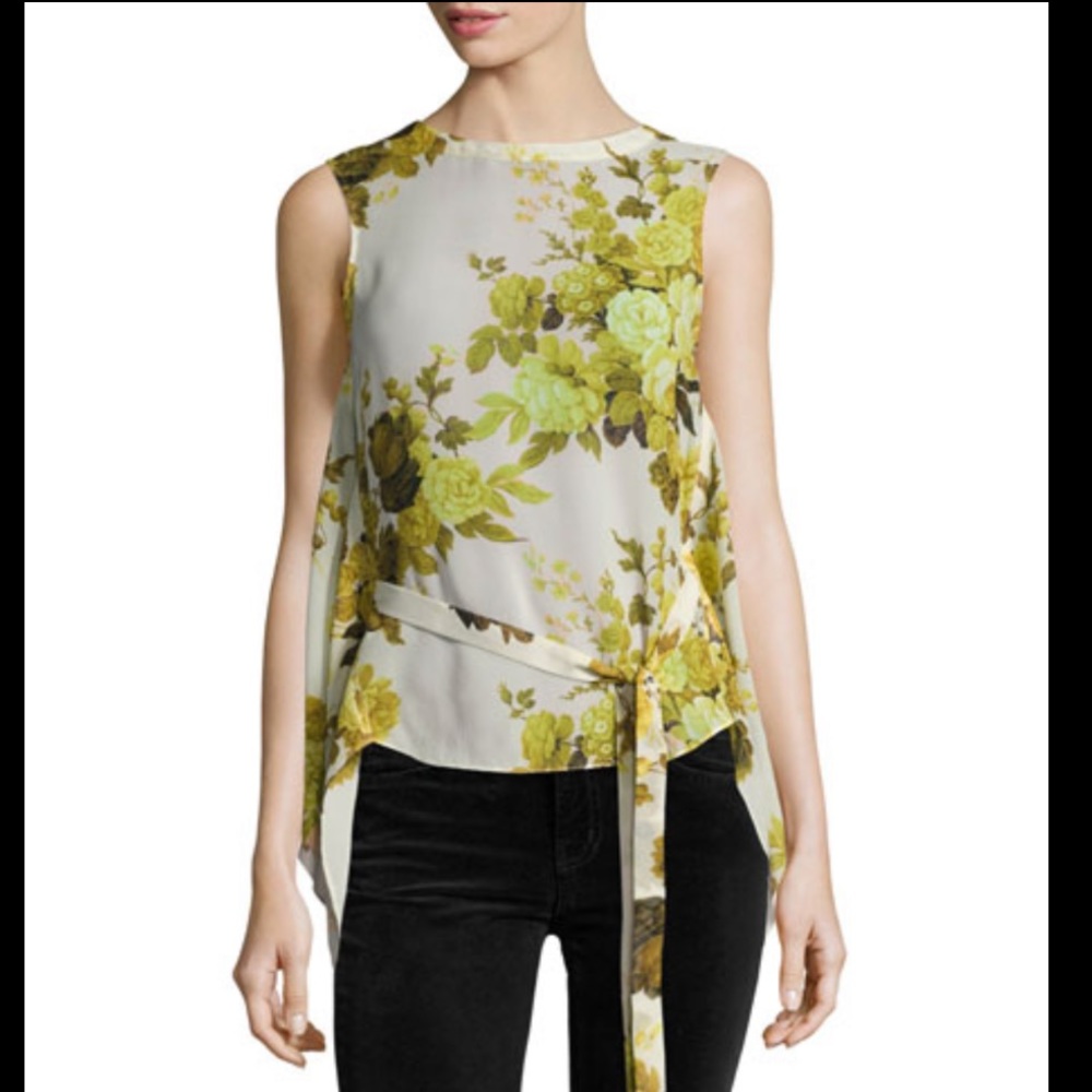 Robert Rodriguez Floral Print Drape Back Silk Top